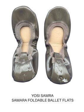 Yosi Samra Samara Foldable Ballet Flats Womens Glossy Gray